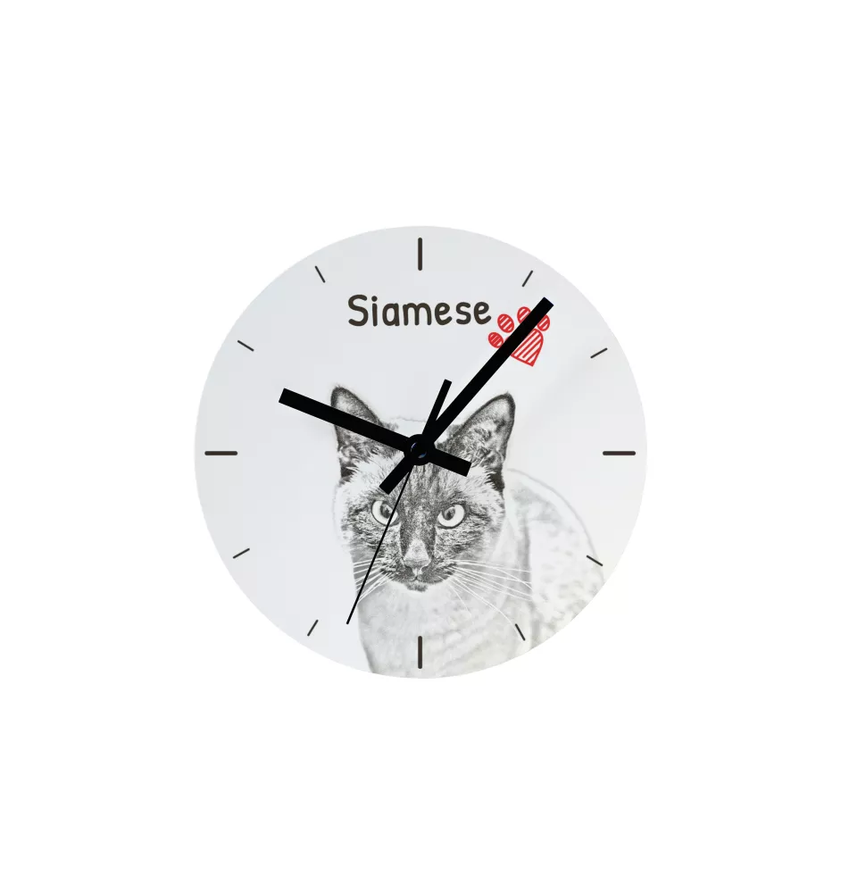 Siamois - horloge murale avec un chat, horloge de table avec impression, décoration personnalisée de la maison de la marque Art-Dog