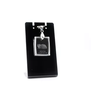 Chat Selkirk Rex à poil long - Crystal cat pendant, photo necklace, unique jewellery by Art-Dog