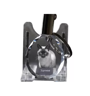 Siam - Fob with cat photo, crystal key ring in gift box, unique gift by Art-Dog brand