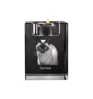 Siam - Kerzenhalter mit Katzenfoto, Teelichthalter aus Kristall, personalisiertes Geschenk der Marke Art-Dog