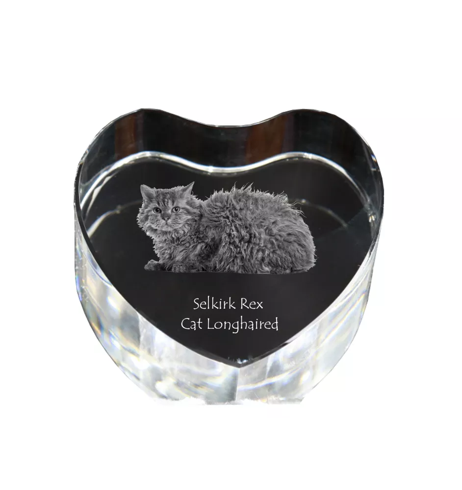 Selkirk Rex Kot długowłosy serce kryształowe z kotem Art-Dog