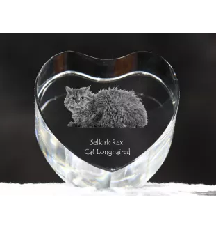 Selkirk Rex Cat Longhaired - crystal clock with a picture of a cat, heart-shaped shelf clock, personalized standing clock by Art-Dog brand
