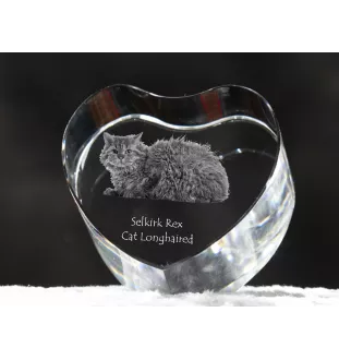 Selkirk Rex Cat Longhaired - crystal clock with a picture of a cat, heart-shaped shelf clock, personalized standing clock by Art-Dog brand