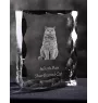 Selkirk Rex Cat Shorthaired - crystal with a cat picture, glass statuette with a picture, unique frame with a picture from Art-Dog brand