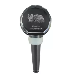 Selkirk Rex Katze Langhaar - Kristallflaschenverschluss mit Katze, einzigartiger Weinverschluss mit Foto, personalisiertes Geschenk für Sommelier der Marke Art-Dog