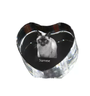 Siam - Kristalluhr mit Katzenbild, Herzregal-Uhr, personalisierte Standuhr von Art-Dog.