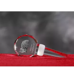 Chat Selkirk Rex à poil long - Bouchon de bouteille en cristal avec chat, bouchon de vin unique avec photo, cadeau personnalisé pour sommelier par la marque Art-Dog