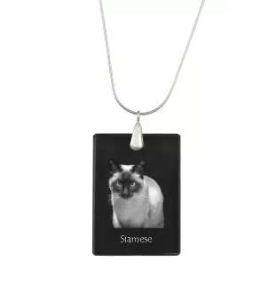 Siamois - Crystal pendant with cat, silver necklace with photo, personalised pendant by Art-Dog brand