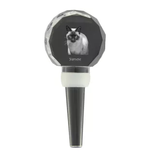 Siamese - Crystal bottle stopper with cat, unique wine stopper with photo, personalised gift for sommelier by Art-Dog brand