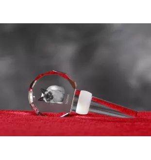 Siam - Kristallflaschenverschluss mit Katze, einzigartiger Weinverschluss mit Foto, personalisiertes Geschenk für Sommelier der Marke Art-Dog