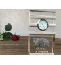 Selkirk Rex Katze Langhaar - Glasuhr mit Foto, Katzenfoto im Kristall, personalisierte Standuhr für das Büro der Marke Art-Dog