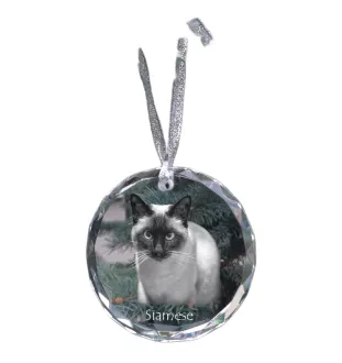 Siamese - crystal bauble with a photo, photo of a cat in crystal, personalized Christmas tree ornament by Art-Dog brand