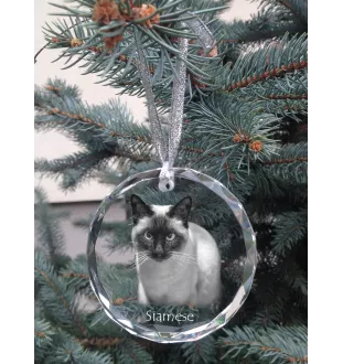 Siamois - boule de Noël en cristal avec une photo, photo d'un chat dans le cristal, décoration personnalisée pour sapin de Noël de la marque Art-Dog
