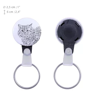 Selkirk Rex Cat Longhaired - handmade keychain with a cat portrait, purse charm, product of the Art-Dog brand.
