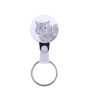 Selkirk Rex Katze Langhaar - handgefertigter Schlüsselanhänger mit dem Bildnis einer Katze, Taschenanhänger, Produkt der Marke Art-Dog