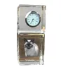 Siamese - crystal clock with a photo, photo of a cat in crystal, personalized desk clock by Art-Dog brand