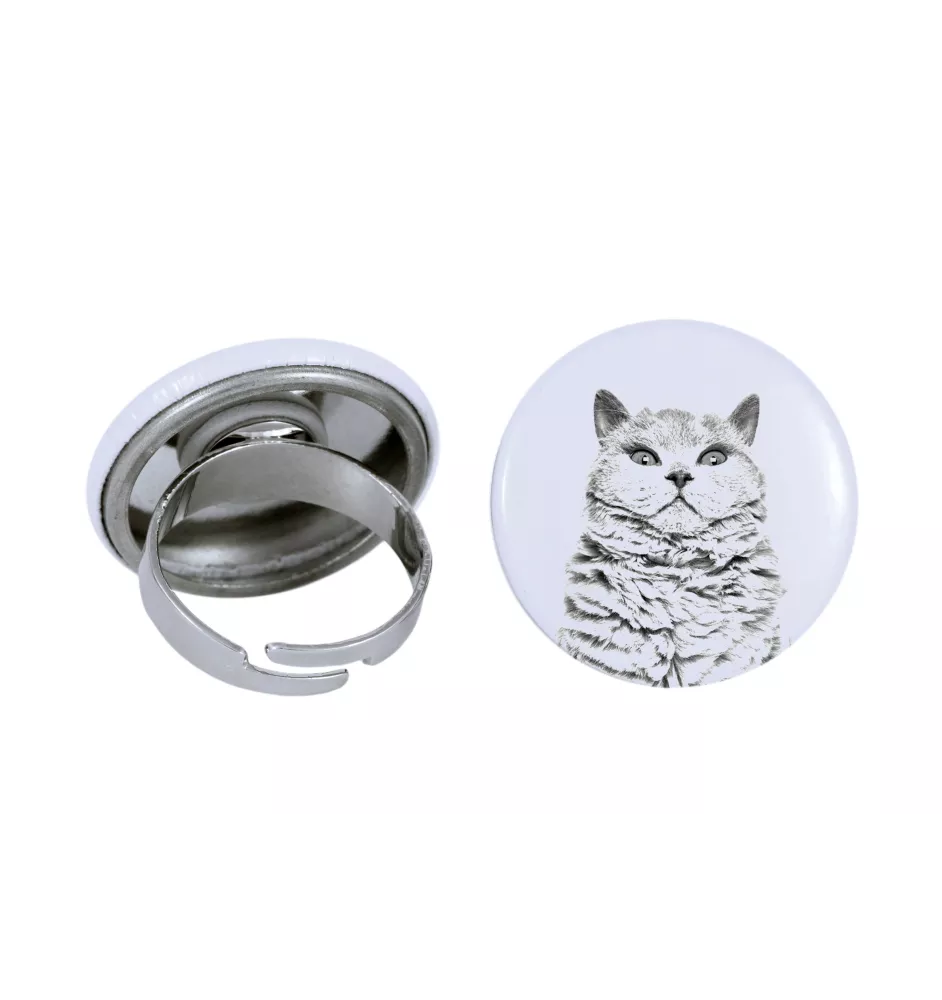 Selkirk Rex Cat Shorthaired - unique ring, handmade, women's jewelry by Art-Dog