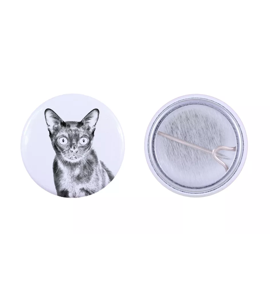 Kot Selkirk Rex krótkowłosy przypinka z kotem mała Art-Dog