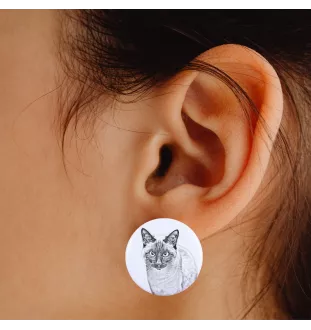 Siamois - boucles d'oreilles avec votre chat bien-aimé, photo personnelle, accessoire parfait pour les amoureux des chats de la marque Art.-Dog