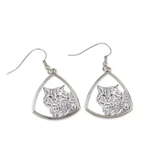 Chat Selkirk Rex à poil long - boucles d'oreilles avec un chat, boucles d'oreilles pendantes avec une image, bijoux personnalisés avec l'impression de la marque Art-Dog