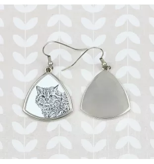 Selkirk Rex Cat Longhaired - cat earrings, hanging earrings with a picture, personalized jewelry with Art-Dog brand print.