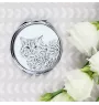 Selkirk Rex Cat Longhaired - pocket mirror with a cat, personalized mirror for a purse, compact mirror with Art-Dog brand print