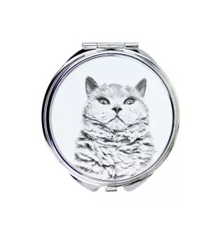 Chat Selkirk Rex à poil court - miroir de poche avec un chat, miroir personnalisé pour sac à main, miroir compact avec impression de la marque Art-Dog
