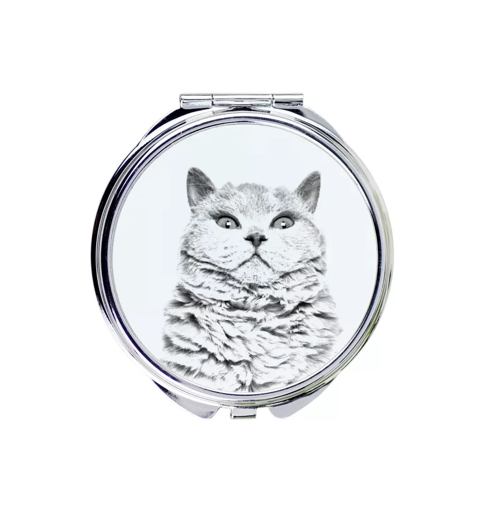 Chat Selkirk Rex à poil court - miroir de poche avec un chat, miroir personnalisé pour sac à main, miroir compact avec impression de la marque Art-Dog