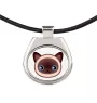 Siamois - collier pendentif avec une illustration sur une chaîne en cuir de la marque Art-Dog