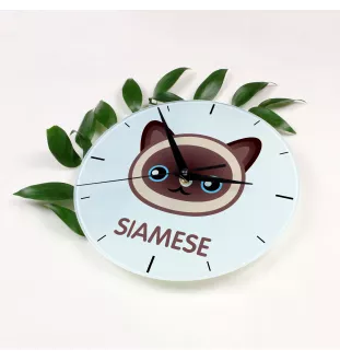 Siamese - MDF clock with graphics and the Art-Dog brand name