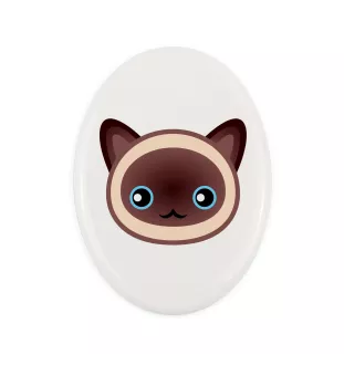 Siamois - une plaque funéraire en céramique avec une illustration et un texte de la marque Art-Dog