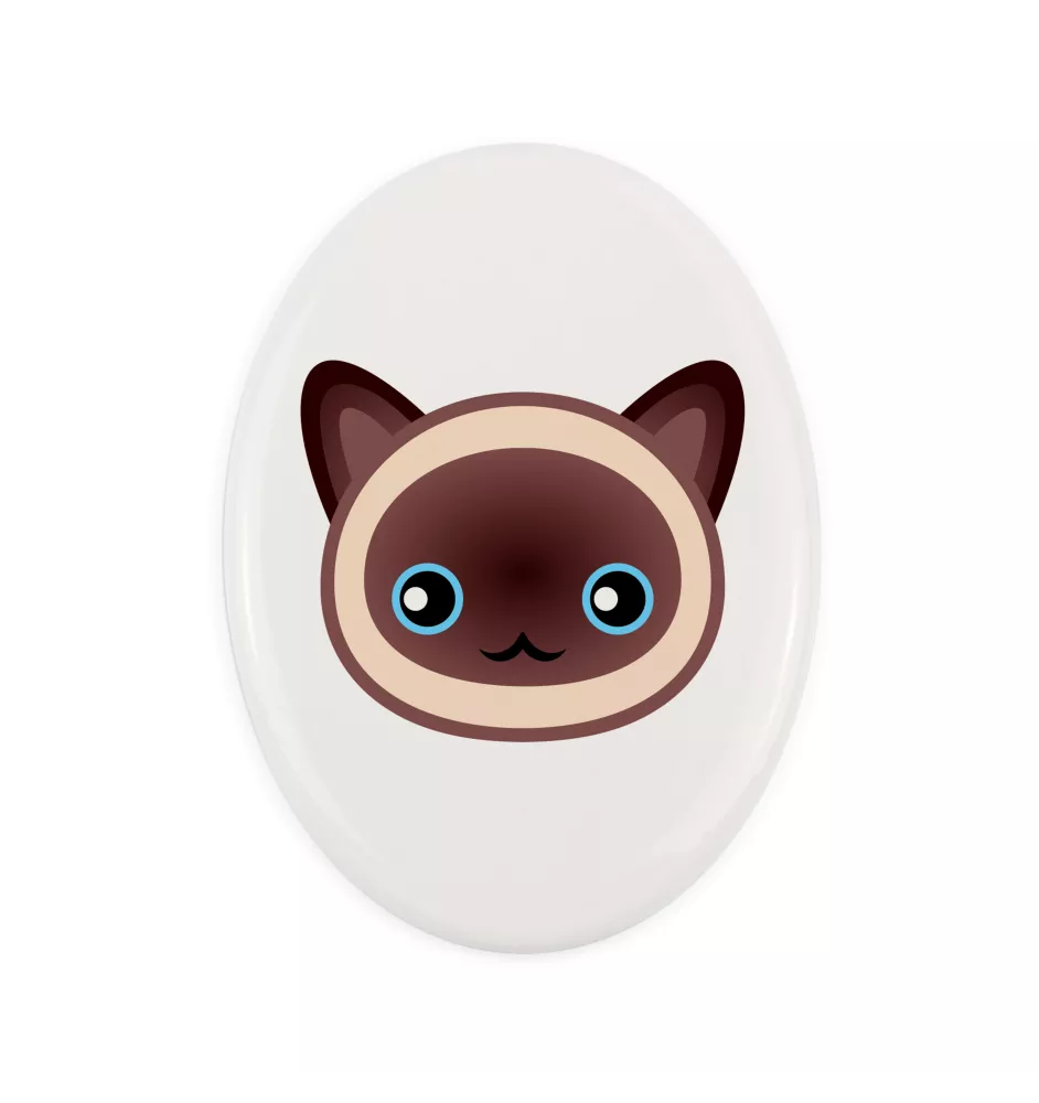 Siamois - une plaque funéraire en céramique avec une illustration et un texte de la marque Art-Dog