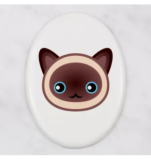 Siamois - une plaque funéraire en céramique avec une illustration et un texte de la marque Art-Dog