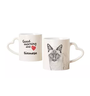 Siamese - cat mug, adorable heart-shaped handle mug, universal gift from Art-Dog brand