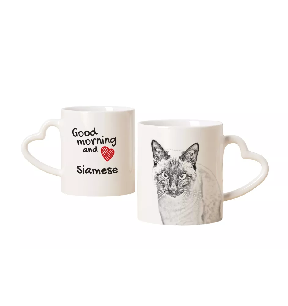Siamese - cat mug, adorable heart-shaped handle mug, universal gift from Art-Dog brand