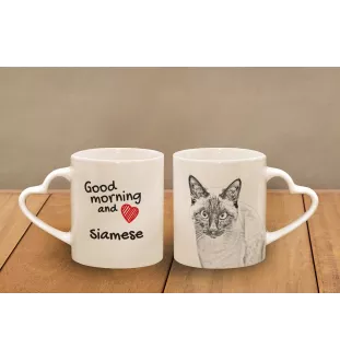 Siam Tasse mit Katze, entzückende Tasse mit herzförmigem Henkel, universelles Geschenk der Marke Art-Dog