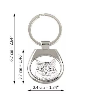 Chat de Sibérie - porte-clés avec un chat, porte-clés imprimé, breloque personnalisée de la marque Art-Dog