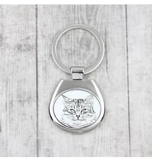 Chat de Sibérie - porte-clés avec un chat, porte-clés imprimé, breloque personnalisée de la marque Art-Dog