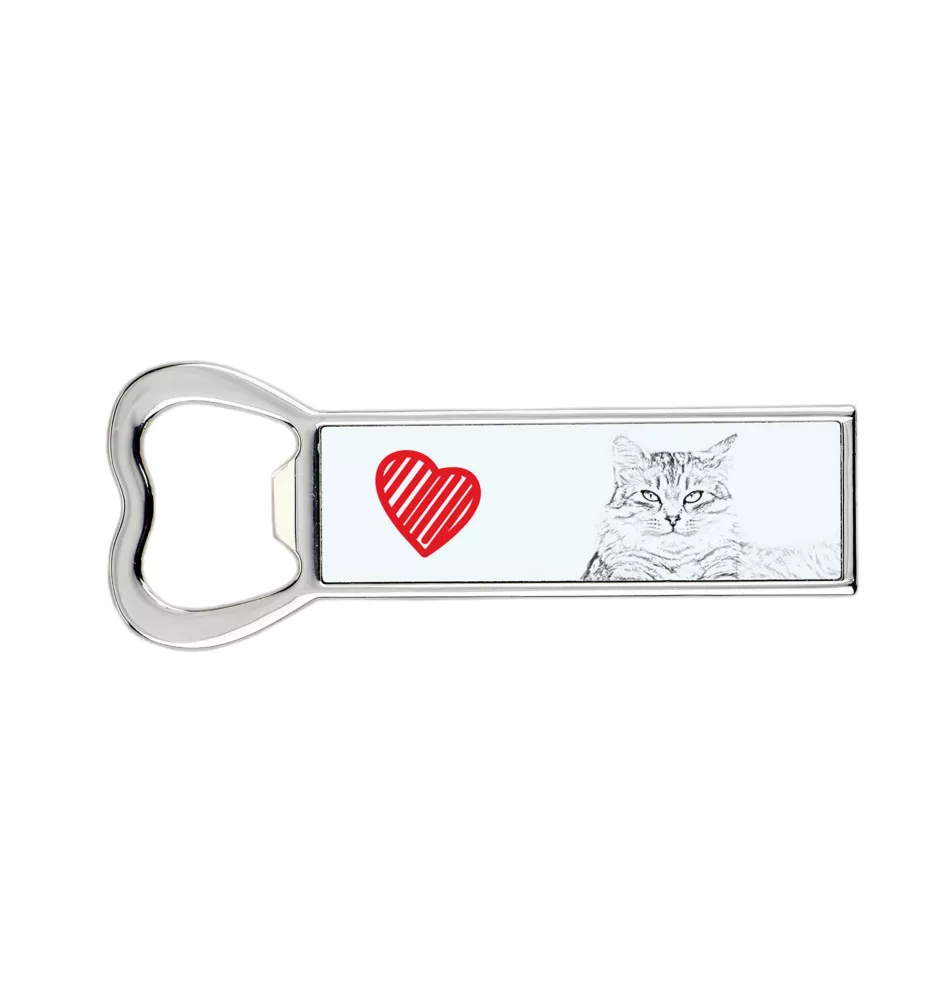 Siberian Cat - bottle opener with a cat, personalized fridge opener, unique gift for men by Art-Dog brand