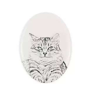 Chat de Sibérie - une plaque commémorative avec une photo de chat, une plaque funéraire avec une impression, une plaque ovale personnalisée de la marque Art-Dog