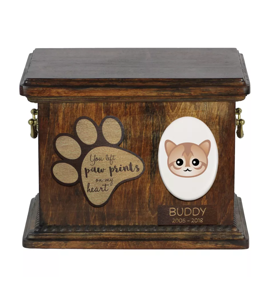 Singapura - urn for cat ashes, personalized urn with engraving, commemorative box for cat ashes by Art-Dog brand