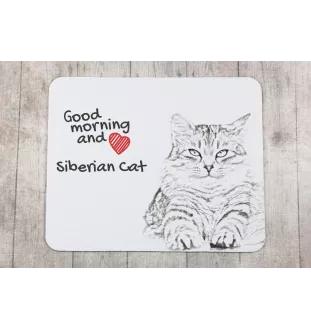 Chat de Sibérie - tapis de souris imprimé, tapis de souris personnalisé avec un chat, un gadget unique pour un employé de bureau de la marque Art-Dog