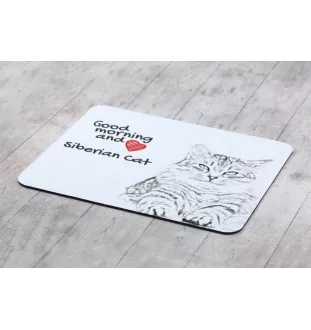 Chat de Sibérie - tapis de souris imprimé, tapis de souris personnalisé avec un chat, un gadget unique pour un employé de bureau de la marque Art-Dog