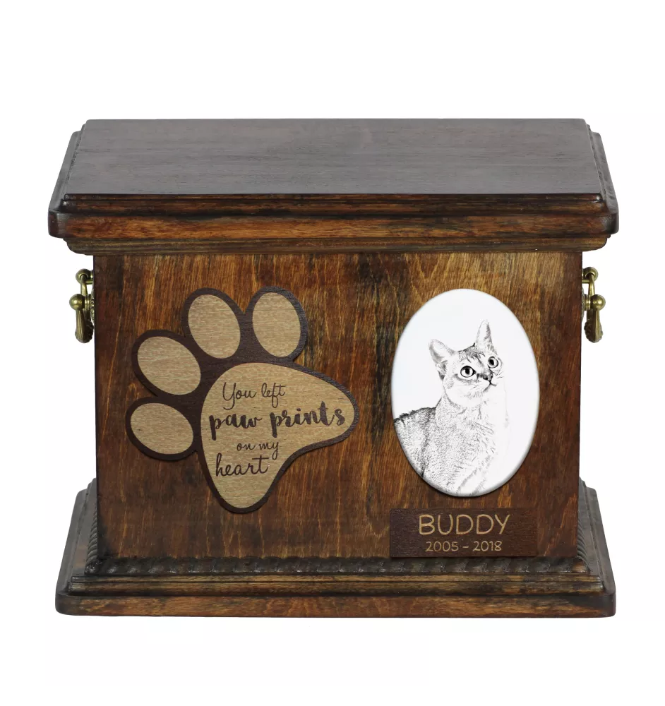 Chat Singapour - urne pour les cendres de chat, urne pour chat avec photo, boîte personnalisée pour les cendres de chat de la marque Art-Dog