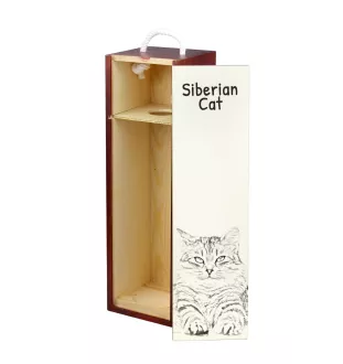 Siberian Cat - wine box with a cat, alcohol box with graphics, personalized gift box from the Art-Dog brand