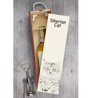 Chat de Sibérie - boîte à vin avec un chat, boîte à alcool avec une illustration, boîte personnalisée pour cadeau de la marque Art-Dog