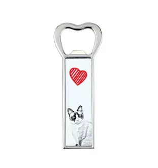 Snowshoe Cat - bottle opener with a cat, personalized fridge opener, unique gift for men by Art-Dog brand