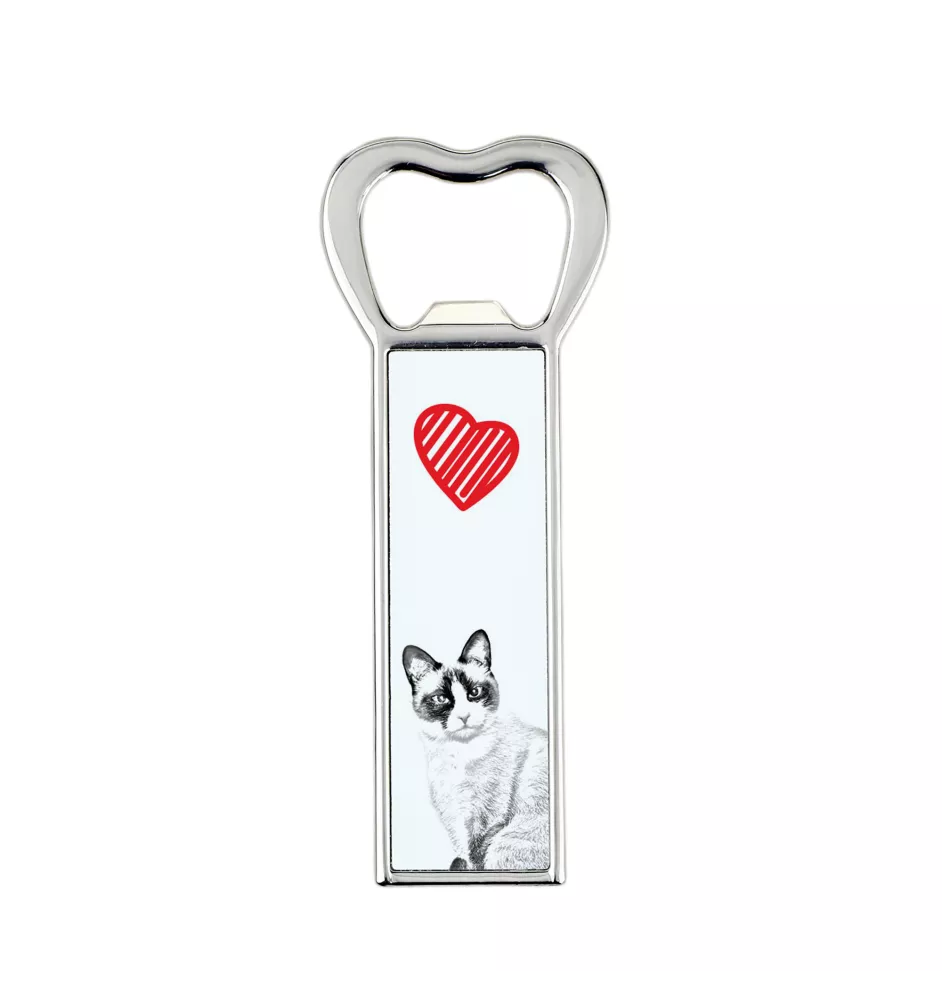 Snowshoe Cat - bottle opener with a cat, personalized fridge opener, unique gift for men by Art-Dog brand