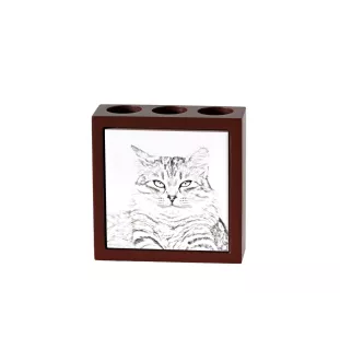 Siberian Cat - pen holder with a cat, desk organizer with a print, personalized desk decoration by Art-Dog brand