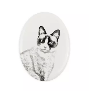 Schneeschuh-Katze - Gedenktafel mit einem Foto einer Katze, Grabplatte mit Druck, personalisierte ovale Platte der Marke Art-Dog
